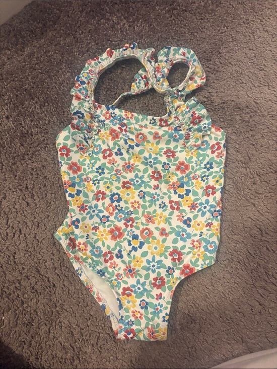 Zara Other - Zara White Floral One-Piece Swimsuit with Red, Blue and Yellow Flowers